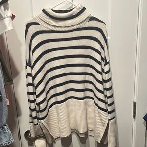GAP Black and White Cowl Neck Sweater with Stripes